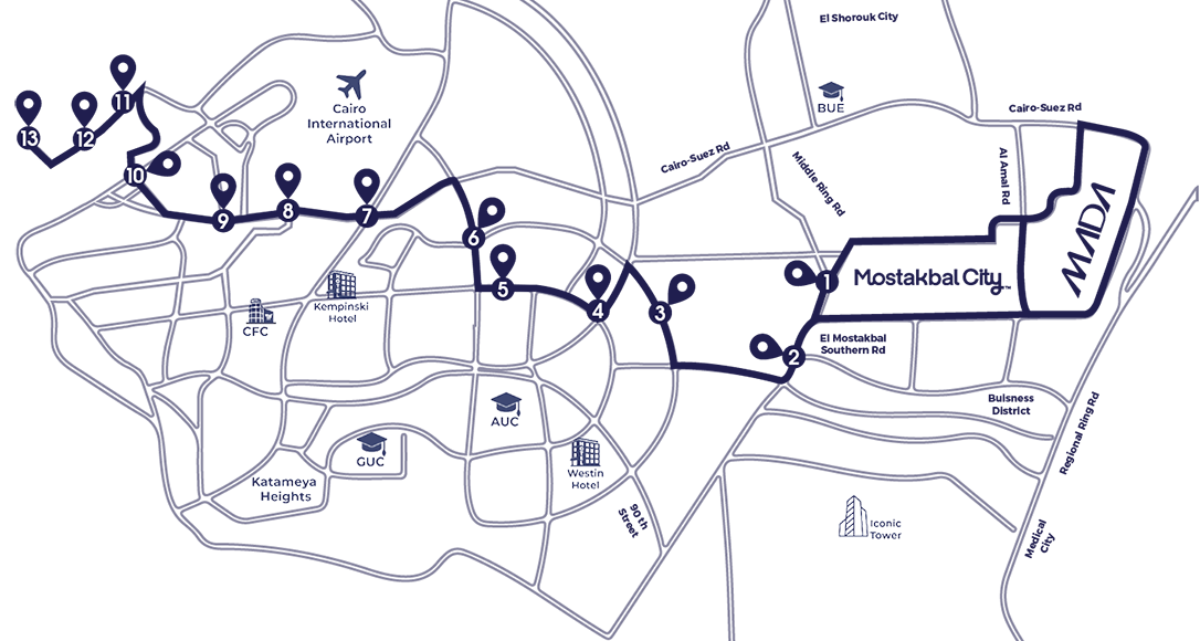 From Mostakbal city Through Heliopolis to Saray El-Kobba